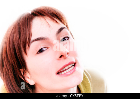 Jeune femme au lit. Banque D'Images