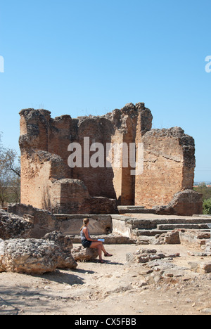 ALGARVE, PORTUGAL. Ruines d'une 1e siècle annonce villa romaine de Milreu complexe près de Faro. 2012. Banque D'Images