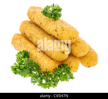 Certains Bâtonnets de mozzarella isolated on white Banque D'Images