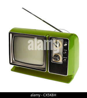 Vintage green plat avec antenne isolé sur fond blanc - With clipping path Banque D'Images