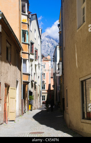 Hall in Tirol, Autriche Mont Bettelwurf en arrière-plan. Banque D'Images