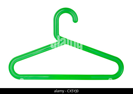 Cintre en plastique vert isolated on white Banque D'Images