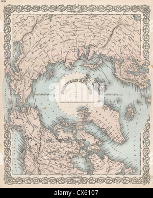 Colton 1873 Carte de l'Arctique ou pôle Nord Banque D'Images