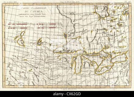 1775 Bonne carte des Grands Lacs et du haut Mississippi Banque D'Images