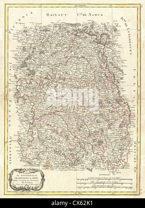 1771 Bonne carte de Brie et de Champagne, France Banque D'Images