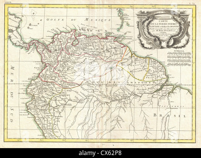 1771 Bonne carte de la terre ferme ou le nord de l'Amérique du Sud Banque D'Images