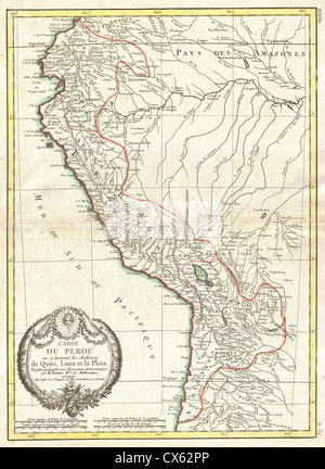 1775 Bonne Carte du Pérou, Équateur, Bolivie, et l'ouest de l'Amazonie Banque D'Images