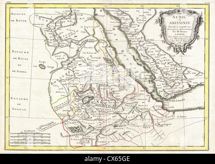 1771 Bonne carte de l'Abyssinie (Ethiopie), le Soudan et la Mer Rouge Banque D'Images