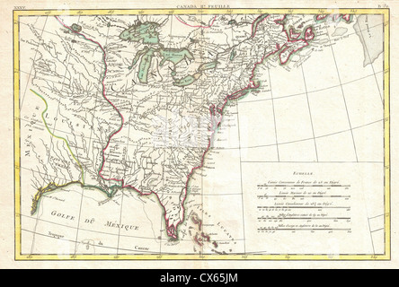 1776 Bonne carte de la Louisiane et les colonies britanniques en Amérique du Nord Banque D'Images