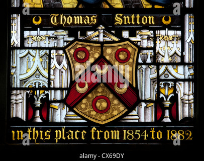 Thomas Sutton blason, Église Saint Jean-Baptiste, Thorpe Mandeville, Northamptonshire, Angleterre Banque D'Images