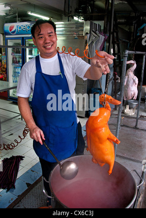 Faire cuire le canard de Pékin Thaïlande Bangkok Chinatown Restaurant Chinois Banque D'Images