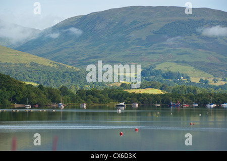 Matin sur le Loch Lomond, à au nord de Duck Bay, Ecosse, Royaume-Uni Banque D'Images