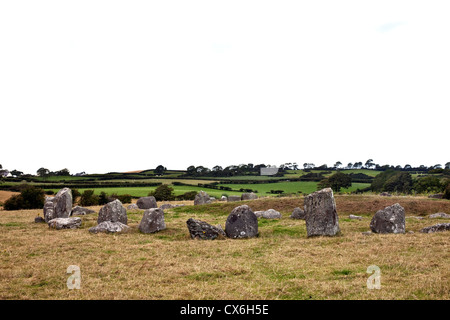 Ballynoe Stone Circle, la péninsule de Lecale, comté de Down, Irlande du Nord Banque D'Images