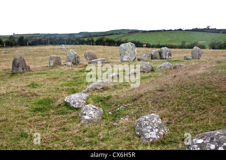 Ballynoe Stone Circle, la péninsule de Lecale, comté de Down, Irlande du Nord Banque D'Images