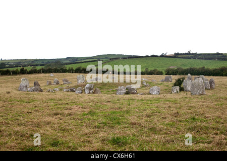 Ballynoe Stone Circle, la péninsule de Lecale, comté de Down, Irlande du Nord Banque D'Images