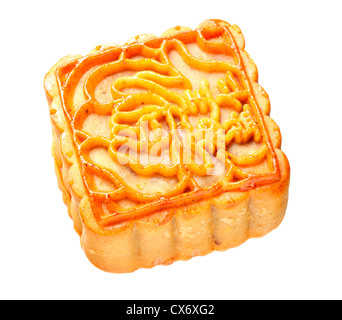 Chinois carrés de gâteau de lune isolated on white Banque D'Images