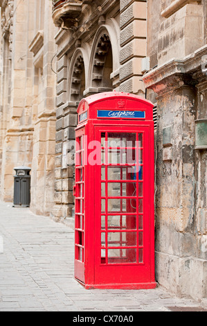 Cabine téléphonique à La Valette, Malte Banque D'Images