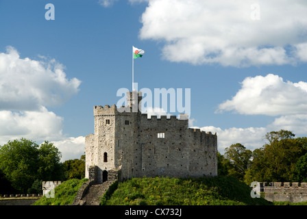 Le donjon normand le château de Cardiff Galles du sud bretagne Banque D'Images