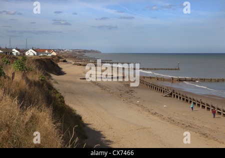 Épis à Walcott vers la côte de la mer du nord de Bacton Norfolk UK Septembre Banque D'Images