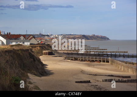 Épis à Walcott vers la côte de la mer du nord de Bacton Norfolk UK Septembre Banque D'Images