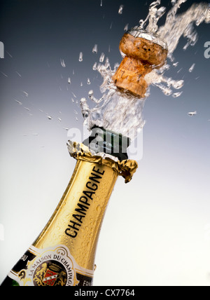 Bouteille de champagne avec du liège POPPING Banque D'Images