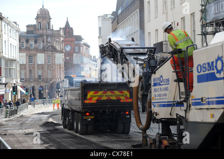 Travaux routiers dans North Road Brighton où la rectification est en cours - Septembre 2012 (travaux centre-ville Banque D'Images