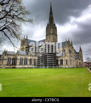 La cathédrale de Salisbury, Salisbury, Wiltshire, Royaume-Uni Banque D'Images