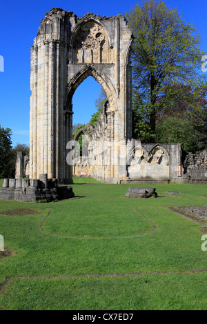 Ruines de l'abbaye de St Mary's Church, York, North Yorkshire, Angleterre, Royaume-Uni Banque D'Images