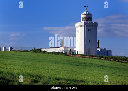 South Foreland Lighthouse, St Margaret's Bay, falaises blanches de Douvres, Dover, Kent, England, UK Banque D'Images