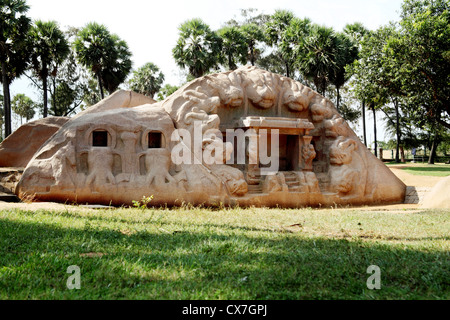 Tiger cave,Mamallapuram,site du patrimoine de l'UNESCO,Inde Banque D'Images