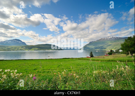 Alpine Lake dans le nord de la montagnes norvégiennes Banque D'Images