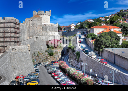 La Tour Minceta, remparts, Dubrovnik, Dalmatie, Croatie Banque D'Images