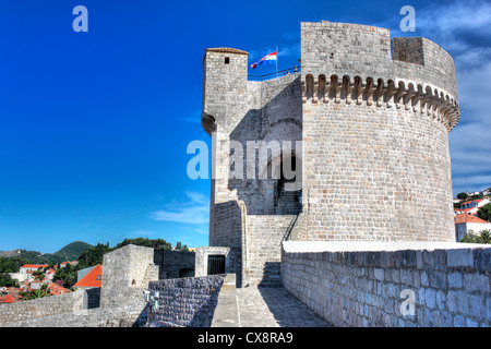 La Tour Minceta, remparts, Dubrovnik, Dalmatie, Croatie Banque D'Images