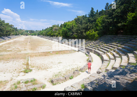 Le stade lors de l'acropole de Rhodes, la ville de Rhodes, Grèce Banque D'Images