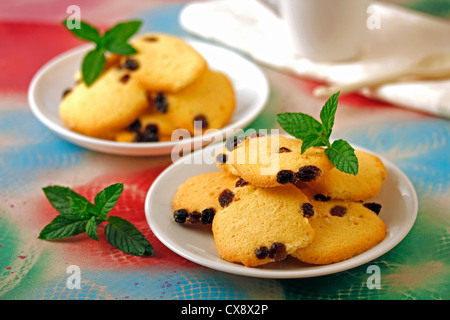 Cookies aux raisins secs. Recette disponible. Banque D'Images