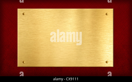 La plaque d'or ou plaque sur fond rouge Banque D'Images