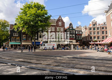 La place Leidseplein, l'Amsterdam Banque D'Images