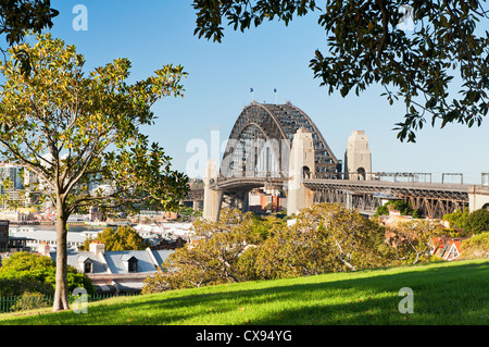 Sydney Harbour Bridge à partir de la colline de l'Observatoire. Banque D'Images