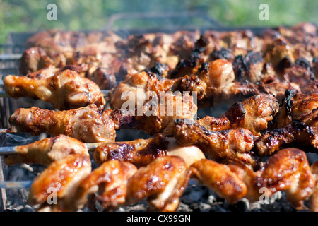 Barbecue ou poulet frit et de la viande de porc Banque D'Images