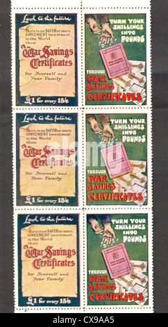 Poster stamps publicité Certificats d'épargne de guerre Banque D'Images