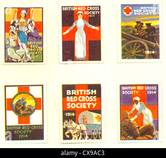 Poster stamps publicité British Red Cross Society Banque D'Images