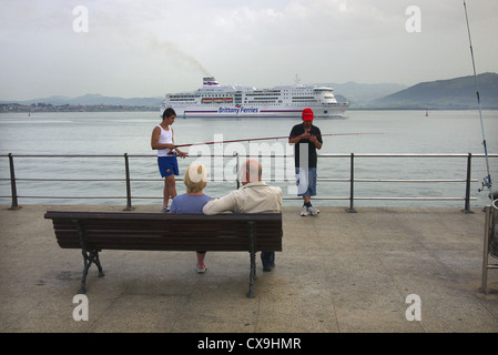 Brittany Ferries Pont-Aven arrivant à Santander, Espagne. Banque D'Images