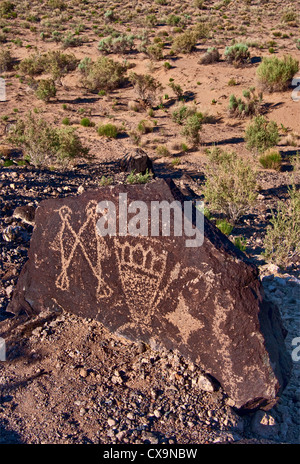 Pétroglyphes à Boca Negra Canyon, Monument national Petroglyph, Albuquerque, New Mexico, USA Banque D'Images