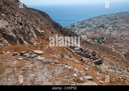 Ancient thera, Mesa Vouno, Santorini, Grèce Banque D'Images