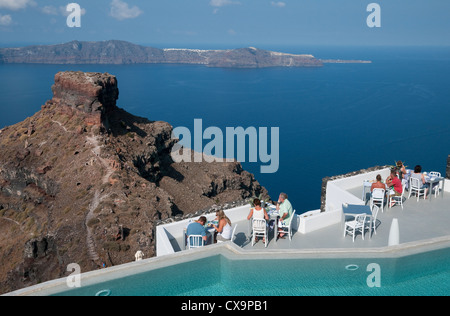 Skaros rock, Imerovigli, Santorini, Grèce Banque D'Images