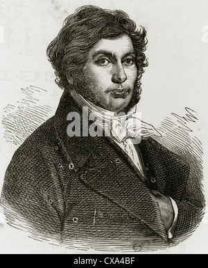 Jean-François Champollion (1790-1832). Decipherer français disciple classique, de l'Egyptian hieroglyphs. Banque D'Images