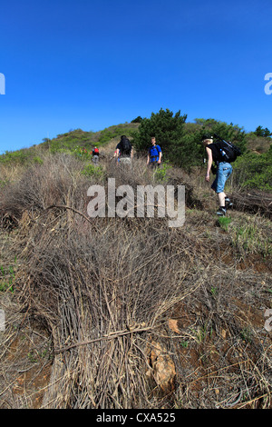 La charité les marcheurs dans la gamme de montagne de la vallée de Mutianyu, Beijing, Chine, Asie Provence Banque D'Images