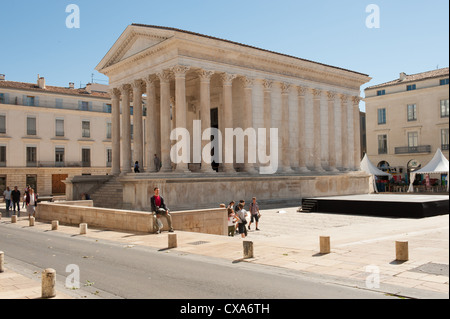 Temple romain Maison Carrée Nîmes France Banque D'Images