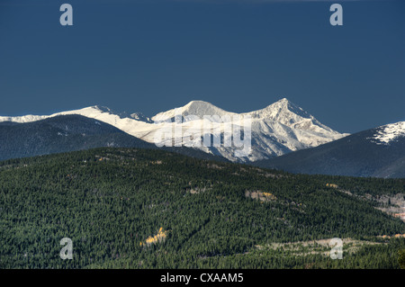 Nouvelle neige sur deux de la célèbre Colorado Fourteeners : Gray's Peak (gauche, 14 270 pieds) et Torrey's Peak (droite, 14 267 pieds). Banque D'Images