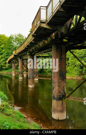 Penallt viaduc. L'ancien pont ferroviaire sur la rivière Wye à Redbrook Banque D'Images